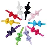 FEITONG(TM)10 PCS Lovely Baby Girls Elastic Bow Flower Hairband Photography Prop Band