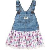 オシュコシュ OSHKOSH/ フローラルラッフルジャンパー プリント デニムワンピース 5歳【並行輸入】