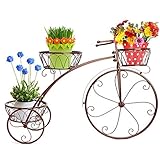 フラワーラックアイロン自転車フロアスタイルフラワーポットヨーロッパのファッションモデルリビングルームバルコニーマルチレイヤーポット ( 色 : ブロンズ )