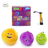 子供のソフトヨガボール6、10、14インチカラフルな絵文字Sleepy Loveスマイリー感情面ぬいぐるみクッション枕ボールパーティー子供の誕生日パーティー装飾セット、Includeエアポンプ – 4