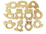 Bettewoo Nature Baby Teething Pendant Toy 11pcs Eco-friendly Organic Wood Teething Holder DIY Nursin