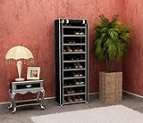 Homebiシューズラック 靴棚10段収納 カバー付きクローゼット型 組み立て品 幅61.5×奥行31.5×高さ173.5cm HB-10T -BL(ブラック)