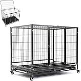 Shinyever 犬 ケージ ベーシック ペットケージ 犬 ゲージ 大型 犬用ゲージ 犬のゲージ 折りたたみ式ペットケージ、車輪付き、小型および中型犬用、ブラック