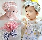 F's MAUMU 5点セット ベビーヘアバンド キッズ カチューシャ かみかざり ヘアアクセサリー 2点 & ベビー ガーゼ ハンカチ 3枚 赤ちゃん 出産祝い お披露目 に (ピンクリボン×パール