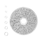 BLOOPIC 丸カン ジャンプリング 金具セット 約970個入り 4mm 5mm 6mm 7mm 8mm 10mm アクセサリーパーツ ジュエリーDIY 手芸用品 クラフト ハンドメイド 基礎パーツ 収納ケース付き（シルバー）