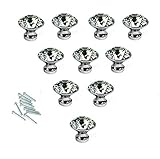 HOSL 10-Pack 30mm Diamond Shape Crystal Glass Cabinet Knob Cupboard Drawer Pull Handle for Cupboard 