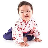 袴 ロンパース 女の子 カバーオール ベビー キッズ 巫女 パープル 60～70サイズ