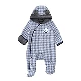 (チャックル) chuckle *ボンシュシュ*くまみみフード付き千鳥格子バギーオール ブルー 50-70cm P5316-00-31