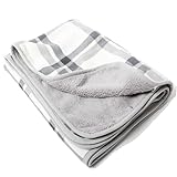 ３WAYブランケット 100x140cm 大判 ポンチョ ひざ掛け 巻きスカート チェック柄 フリース KAN001124 (E．ブラック)