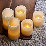 LAUNCH SALE! Hayley Cherie - Real Wax Flameless Candles with Timer (Set of 5) - Ivory LED Candles 5"