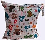 防水加工 ウォータープルーフ waterproof 水着 バック バッグ 袋 着替え プール おむつ ポーチ バッグインバッグ マザーバッグ (動物＆ABC 薄黄色)