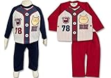 (ブーマート)BOO MART 2015 ユニフォーム風 BOOプリント T型長そでパジャマ 脇ボタン付き 80cm レッド