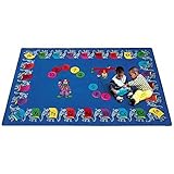 Joy Carpets Kid Essentials Early Childhood Circus Elephant Parade Rug Multicolored 5'4 x 7'8 [並行輸入品]