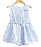 Cure Baby 女の子 ワンピース ボーダー 袖なし リボン 110 水色 海外工場直送