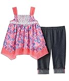 Little Lass Toddler Girls 'フローラルタンク& Jegging Skimmerセット、コーラルグロー カラー: ピンク