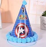 HuaQingPiJu-JP 誕生日パーティー用品フラグとスターパターンコーン帽子リトルソフトボールCap_Blue
