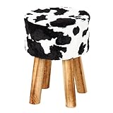 可愛い アニマル柄 フェイクファー スツール コンパクトサイズ 【モーモーさん 】