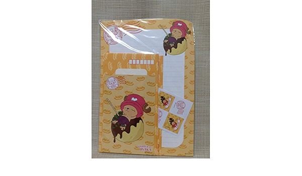 Amazon Co Jp ワンピース ご当地レターセット 大阪 One Piece チョッパー たこ焼き 便箋 便せん 手紙 てがみ 封筒 ふうとう ポストカード シール ホビー