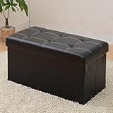 山善(YAMAZEN) リビング収納スツール ワイド 76×38cm LS-76(BK)P ブラック(合皮)