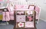 SoHo Pink and Brown Suede Baby Crib Nursery Bedding Set 13 pcs included Diaper Bag with Changing Pad