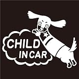imoninn CHILD in car ステッカー　【パッケージ版】　No.38　ミニチュアダックスさん　（白色）