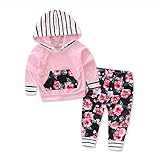 キャップ フード 女の子が男の子の綿の印刷インキのロングパンツスーツ子供服ピンクの余暇時間の運動の の衣類セット (ラベル：80/6-12月, ピンク) [並行輸入品]