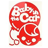 レッド（赤） Baby in the car〈子供〉ステッカー 窓ガラス用シールタイプ 赤ちゃん 車の後ろ 妊婦 安心 安全 ※吸盤・マグネットタイプでは...