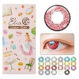 エティア-クールワンデー-全23色【1箱6枚入り】宝石発色の2次元カラコン 赤 レッド ルビー-0.00 度なし