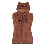 Silver One Cozy Critters Kids Animal Face Sherpa Throw Hooded Cape with Pocket Paws, Brown [並行輸入品]