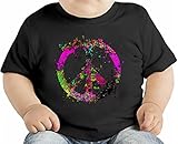 Peace Sign Paint Splashed オーガニックベビーTシャツ 12 - 18 Months