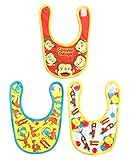 おさるのジョージ ベビービブ[スタイ] ３種セット（フェイス レッド・イエロー・風船 ホワイト） よだれかけ