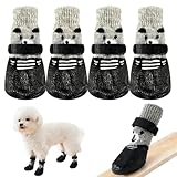 TokTech 犬 靴下 滑り止め 脱げない 舐め防止 マジックテープ付き 犬用靴下 足カバー ペット肉球保護 介護 通気性 柔らかい 転倒防止 小型犬 中型犬 大型犬 老犬 室内 屋外 散歩 犬用品 (S)