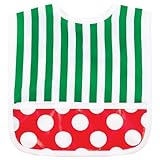 AM PM Kids! Pocket Laminated Bib, Green Stripe with Red Dot, Small by AM PM Kids!