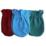 SOZO(ソゾ) 男の子用ボーダーデザイン引っ掻き防止に役立つコットン素材のベビーミトン3個セット [並行輸入品]