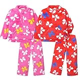 ベビー服 女の子 パジャマ ルームウエア 長袖 上下組 Kids Foret  もこもこボア 女児 ベビー (2.レッド/95cm)