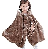 【もうほうきょう】 キッズ服　赤ちゃんのマント　防寒マント　保温　風防　冬服　男の子　女の子　厚手 (コーヒー1, ２～５歳)