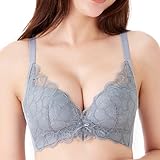 [チャーメイクボディ] anan掲載モデル ブラジャー 脇高 ノンワイヤー ふわっとスリムブラ スリムアップブラ (ブルーグレー, L)