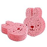 子供用　スポンジ　お風呂スポンジ　ベビー用　カートン　可愛い　入浴用 (ピンクのウサギ)