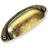 半月型 カップつまみ 10個 & 金具 セット 真鍮製 アンティーク調 家具 リメイク DIY 素材 (イエローブロンズ)