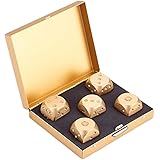 XSAJU サイコロ 金属製 メタルダイス ゴールド アルミ合金 6面 賽子 5個入り 専用ケース付き