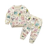 Domybest 秋冬 2点セット 子供服 長袖 寝具 小さな動物のパターン 3-7歳の子供に適し 暖かくて かわいいスタイル 誕生日プレゼントとして