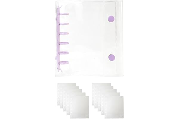 シール帳 バインダー 透明 A7 【リフィル10枚付】 台紙 6穴 女の子 男の子 シール収納 推し活グッズ(A7/パープル)