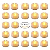 セットof 24 Flameless Ledティーライト、乾電池式リアルなVotiveキャンドルちらつき、Radiantアンバー黄色電球Perfect forホーム装飾、パーティー装飾、クリスマス/ 