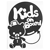 ブラック（黒） Kids on board〈帽子 蝶ネクタイ くま クマ ベア 動物〉ステッカー 窓ガラス用シールタイプ 車 パーティ 子供が喜ぶ ※吸盤...