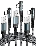 ZKAPOR USB Type C ケーブル L字【3本セット 0.3M/2M/2M】タイプc ケーブル 3.0A 急速充電 高速データ転送 USB C ケーブル ナイロン編み iPhone 15/15 Pro Max, Samsung Galaxy S23/S22, Note 10, Huawei P40/P30, Google Pixel その他 Android 等 USB-C機器対応