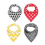 GudeHome 4枚セット ベビー スタイ ビブ よだれかけ 2層タイプ 三角 バンダナ型 スナップ サイズ調整可能