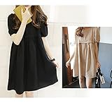 (ディーコッテ) D'Kotte マタニティ 半袖 ワンピース パフスリーブ フレアスカート お出かけ 160411-2(ブラック-m)