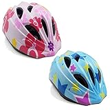 軽量 子供用 自転車 ヘルメット キッズ ジュニア アジャスター付き 調節可能 (花柄（大）, M（50～58ｃｍ）)