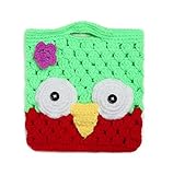 (スマイル ワキキ)Smile YKK 可愛い 赤ちゃん ベビーハンドバッグ バック 編み物 鞄 手提げ 女の子 ふくろう造型 小物 青じ色とレッド