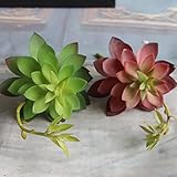 Supla 2pcs Real Lookingフェイク多肉植物人工多肉植物ソフトプラスチックSucculent Pickグリーンとバーガンディの高さ11インチx 5 " Wide